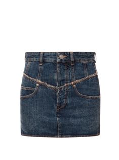 Fitted denim mini skirt by Isabel Marant showcases a frayed hem and includes a metal button closure along with five pockets. Perfect for casual outings and streetwear styles.

- Composition: 100% Cotton  
- Unlined Top Designer Brands, Blue Skirt, Leather Logo, Kpop Outfits, Denim Mini, High End Fashion, Denim Mini Skirt, Metal Buttons, Luxury Retail