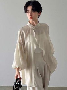 Stand Collar Shirt, Muslim Fashion Outfits, Lantern Sleeve, The Model, Collar Shirt, Lantern Sleeves, Muslim Fashion, Collar Shirts, So Pretty