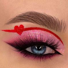 Pink Makeup Looks, Day Eye Makeup, Pure Makeup, Pink Eyeshadow Look, Sparkly Makeup, Day Makeup Looks, Brow Pen, Valentines Day Makeup