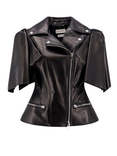 100% Leather Lining: 100% Cupro Sleeveless Leather Jacket, Black Leather Jackets, Alexander Mcqueen Jacket, Biker Vest, Leather Jacket Black, Leather Biker Jacket, Leather Jackets, Biker Jacket, Outerwear Jackets