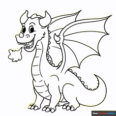 a cartoon dragon with its wings spread out