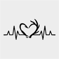 heartbeat with heart and antelope tattoo design