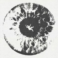 a black and white drawing of an eyeball