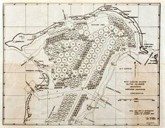 an old map shows the location of several different areas in the area, including land and water