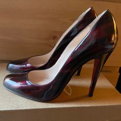 Christian Louboutin Burgundy Red Glittart Patent Leather Dcollet 868 Pumps (100mm / 4-In Heel) Size Marked: 36.5 Runs Extremely Small & Narrow, Best Fits Us 5.5 Or A Very Narrow 6 New In Box Luxury Burgundy Heels For Evening, Luxury Fitted Heels With Red Sole, Luxury Burgundy Heels For Party, Luxury Burgundy Party Heels, Designer Fitted Heels With Red Sole, Classic Burgundy Heels For Party, Elegant Burgundy Heels With Red Sole, Classic Burgundy Party Heels, Fitted Burgundy Heels For Evening