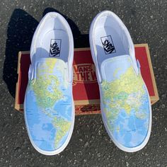 Vans Slip-Ons - World Map – BlvdCustom Vans Slip On Artwork, Custom Slip On Vans, Painted Shoes Diy, Slip On Vans, Shoes Diy, Racial Equality, Vans Slip On, Custom Vans, Custom Map