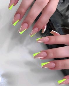 Nails On Medium Skin Tone, Cute Acrylic Nail Designs For Summer, Neon Nails Acrylic, Sept Nails, Extravagant Nails, Bright Acrylic Nails, Coffin Nail Designs, Neon Acrylic Nails, Neon Green Nails