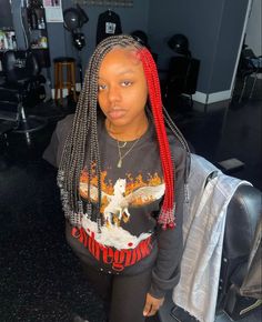 Red And Black Knotless Braids With Beads 2023. In 2023, knotless braids in shades of red and black, decorated with beads black girl, will, in any case, draw Black Knotless Braids With Beads, Red And Black Knotless Braids, Black Knotless Braids, Black Knotless, Cute Box Braids