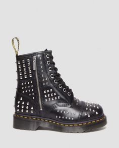 Dm Boots, Punk Diy, Black Dr Martens, Boot Stand, Metallic Boots, Studded Ankle Boots, Leather Lace Up Boots, Climbing Shoes, Work Boot