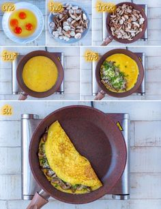 the steps to make an omelet with mushrooms