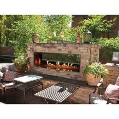 Empire | Carol Rose 48" Manual Control Outdoor Gas Fireplace, Linear Fireplace, Backyard Fireplace, Diy Pergola, Fire Glass, Fireplace Design, Outdoor Fire, Outdoor Fireplace, Patio Ideas