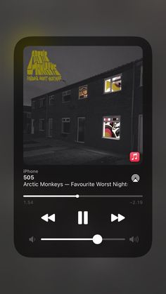 an audio player with the words arctic monkeys on it's screen and music play button highlighted