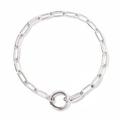 Crafted in Sterling Silver, this charm stacker bracelet allows you to layer up to 3 charms for effortless layering.Sterling Silver Chain Thickness: 4mm(0.16in) Clasp Thickness 2mm (0.08in), Outer Diameter 11.5mm(0.45in) #B360-S6 Chain Charm Bracelet, Moms Bracelet, Choker Pendant, Gold Statement Ring, Studded Necklace, Nose Jewelry, Engraved Bracelet, Pink Gemstones, Engraved Jewelry