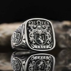 "❥Please Attention! If you reside in the U.S. , your products will be shipped from U.S. , If you reside in a country other than U.S. , your products will be shipped from Turkey. 925 Sterling Silver Family Crest Rings, Coat of Arms Signet Ring, Crest Ring, Family Rings, Family Crest Signet Ring, Custom Signet Ring, Personalized Jewelry ❥ Family Ring symbolize the glory and honor of our ancestors. We manufacture your family crest rings using high technology with diligence so that you can pass them Family Crest Ring, Family Crest Rings, Custom Signet Ring, Family Ring, Family Logo, Family Rings, Signet Ring Men, Stamped Rings, Signet Rings