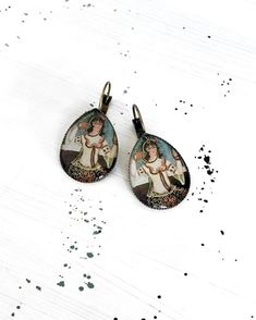 PARISIMA tear drop earrings -  Persian tile design Earrings - Persian jewelry- old painting - Persia Vintage Teardrop Earrings With Ear Wire For Gift, Traditional Handmade Teardrop Earrings For Gift, Vintage Teardrop Dangle Earrings For Gifts, Vintage Artistic Design Earrings As A Gift, Vintage Earrings With Artistic Design As Gift, Vintage Earrings With Artistic Design For Gift, Vintage Teardrop Earrings As A Gift, Artisan Handmade Teardrop Earrings For Gift, Handmade Artisan Teardrop Earrings As Gift