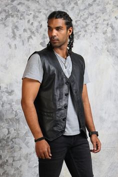 Black Leather Vest, Waistcoat Men, Mens Black Leather, Leather Vest, Skull Print, Mens Streetwear, Real Leather, Leather Men, Black Leather