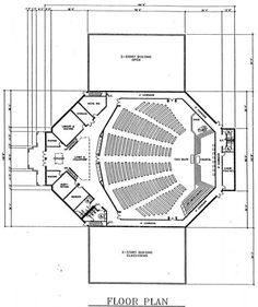 an architectural drawing of the floor plan for a concert hall, with seating and stairs