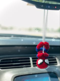 Cute crochet spiderman hanging upside down from rear view mirror Crochet Projects To Make For Boyfriend, Crochet Car Accesories, Crochet Projects For Car, Crochet For The Car, Crocheting Stuffed Animals, Crochet Things For Your Car, Car Hanging Crochet Pattern Free, Crochet Car Things, Crochet Car Accessories For Men