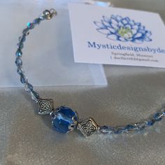 Stunning One-Of-A-Kind Swarovski Bracelet. This Bracelet Measures 7 Inches And Only One Of This Kind Was Made. Metal Bead Bracelet, Blue Gemstone Bracelet, Fendi Bracelet, Boho Cuff, Women Anklets, Swarovski Crystal Bracelet, Swarovski Bracelet, Swarovski Crystal Beads, Braided Leather Bracelet