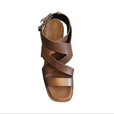 Brown Via Spiga Caleres Line Color: Mink Brown Leather Adjustable Ankle Strap 3 Inch Heel Small Damage On Sole. Leather Strappy Heels For Vacation, Brown Strappy Heels, Red Sandals Heels, Stacked Heel Sandal, Strappy Platform Sandals, Brown Wedge Sandals, T Strap Flats, Wooden Sandals, Ankle Sandals