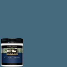 the behr paint company color sample is shown in light blue, and it's been