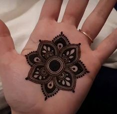 a person's hand with a henna tattoo on it