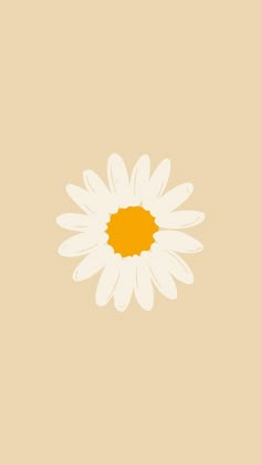 a white flower with an orange center on a beige background