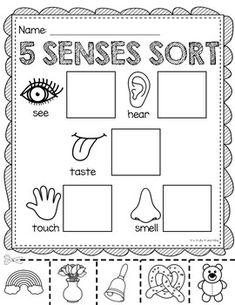 the five senses sort worksheet with pictures and words to help students learn how to read