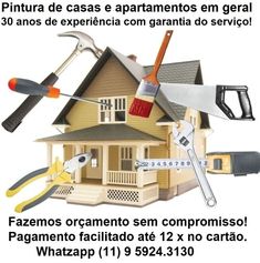 a house with tools in front of it and the words pintura de cass apartmentos en geral