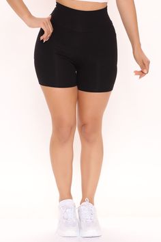 Available In Black, White, Navy, Chocolate, And Mauve. High Rise Biker Short 5" Inseam Side Pockets Stretch 92% Cotton 8% Spandex Imported | Abbey High Rise Biker Short in Black size Large by Fashion Nova Black Elastane Biker Shorts For Gym, Black Elastane Biker Shorts For Workout, Black Moisture-wicking Elastane Biker Shorts, Black Stretch Elastane Shorts, Black Mid-thigh Length Elastane Activewear, Black Compression Elastane Shorts, Stretch Black Elastane Biker Shorts, Black Stretch Elastane Biker Shorts, Black Elastane Sports Shorts