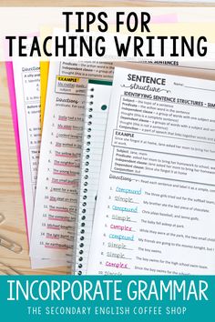 three notebooks with the title'tips for teaching writing'in front of them