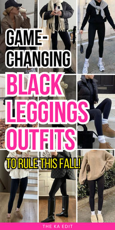 black leggings outfit, black leggings outfits. Best Black Leggings Casual, Leggings Walking Outfit, Boots With Socks Outfit Black Leggings, Tan Boots With Black Leggings, Chunky Sneakers And Leggings Outfit, Black And White Sweatshirt Outfit, Leather Legging Outfits Fall, Leather Leggings And Sneakers Outfit, Leggings With Bodysuit Outfit