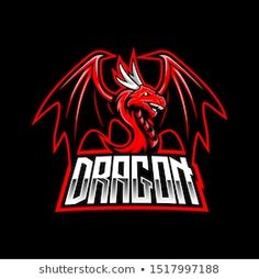 a red dragon logo on a black background