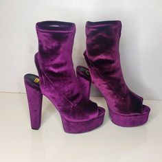 Brand New Never Worn. These 4inch Heels Are Gorgeous. Suede Feel. Stretchy Material. Trendy Purple Heels For Party, Trendy Purple Heels For Night Out, Trendy Purple Heels For Fall, Trendy Fitted Purple Heels, Purple High Heels For Winter, Wolf Shoes, 4inch Heels, Clawdeen Wolf, Purple Shoes