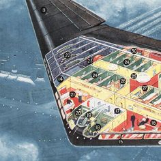 an airplane's engine compartment is shown in this diagram above the clouds and below the ground