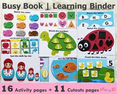 the busy book learning binder is filled with pictures and words to help children learn how to