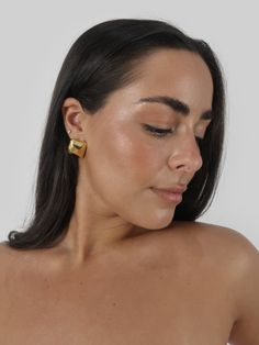 Rounded Square Dome Earrings - Vamp Official Short Skirts Outfits, Dome Earrings, Silver Shorts, Baby F, Gold Shorts, Rounded Square, Bodysuit Fashion, Earring Sale, Accessories Jewelry Earrings