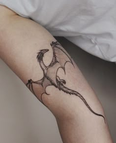 a dragon tattoo on the leg of a person