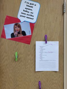 a bulletin board with magnets on it and a note attached to the back door