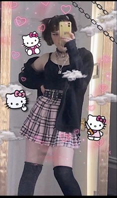 Hello Kitty Outfit, Pastel Goth Outfits, Egirl Fashion, Outfits Edgy, Pastel Goth Fashion, Aesthetic Grunge Outfit