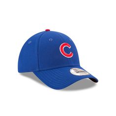 The Chicago Cubs The League 9FORTY Adjustable Cap features a team color fabrication with an embroidered Cubs logo at the front panels and a team wordmark on the adjustable strap at the rear. Sporty Logo Sports Hat, Sporty Logo Hats For Sports, Sports Baseball Cap With Logo Curved Visor, Sporty Adjustable Logo Baseball Cap, Curved Brim Baseball Cap With Team Logo, Sporty Adjustable Baseball Cap With Logo, Adjustable Baseball Cap With Logo And Curved Bill, Sports Hat With Curved Visor And Logo, Blue Baseball Cap With Logo For Sports