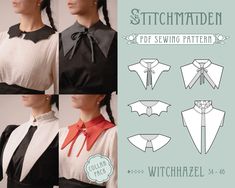 the sewing pattern shows how to make an origami style blouse with collars