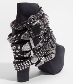 Funny Gifts & Unique Gifts - Jeffrey Campbell Silver Belted Lita - Spiked Platform Lita Boot Jeffrey Campbell Boots, Ayumi Hamasaki, Boot Heels, Gothic Boots, Goth Shoes, Unique Boots, Goth Boots, Gothic Shoes, Boot Straps