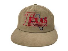 Vintage Texas hat. Corduroy crown with a snapback closure and embroidered graphics Brand: N/A Size: Adjustable (One Size Fits Most) Condition: Good Flaws: Faint staining along the sides of the crown Texas Hat, Corduroy Cap, Snapback Cap, The Crown, Trucker Cap, Baseball Cap, Caps Hats, Accessories Hats, Texas