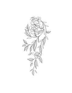 a line drawing of flowers on a white background