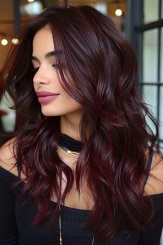 Hair Styles With Colored Hair, Dimensional Fall Hair, Cherry Black Hair, Cherry Brunette Hair, Dark Cherry Cola Hair Color, Cherry Chocolate Hair, Chocolate Cherry Brown Hair, Chocolate Cherry Hair Color, Dark Cherry Hair