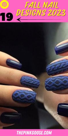 Fall Nail Designs 2023: 19 Trending Ideas for Autumn - thepinkgoose.com Blue Fall Nails Designs, Nail Striping Tape, Purple Chrome Nails, August Nails, Fall Gel Nails, Nail Art Techniques, Cute Nails For Fall, Nail Art Designs Videos