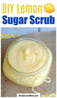 Lemon Sugar Scrub Diy, Salt Scrub Recipe, Lemon Scrub, Diy Body Scrub Recipes, Lemon Sugar Scrub, Salt Crystals