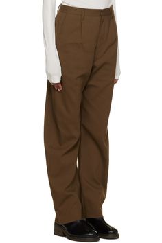 LEMAIRE: Brown Pleated Trousers | SSENSE Pleated Trousers, Parachute Pants, On Sale, Women Wear, Trousers, Free Shipping, Pants