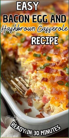 Easy Bacon Egg and Hashbrown Casserole—a hearty and satisfying breakfast dish that's perfect for feeding a crowd or enjoying as a cozy morning treat. Imagine layers of crispy bacon, fluffy eggs, and golden hashbrowns, all baked together in a creamy, cheesy casserole that's bursting with